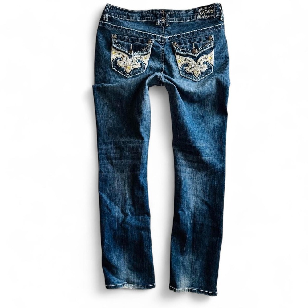 Hydraulic Bailey Dark Wash Bootcut Jeans Rhinestone Flap Pocket Y2K Western 14 - Picture 2 of 7